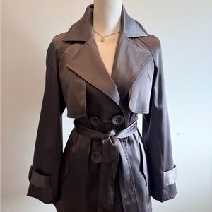 INC International Concepts Satin‑Finish Trench Coat – Size S